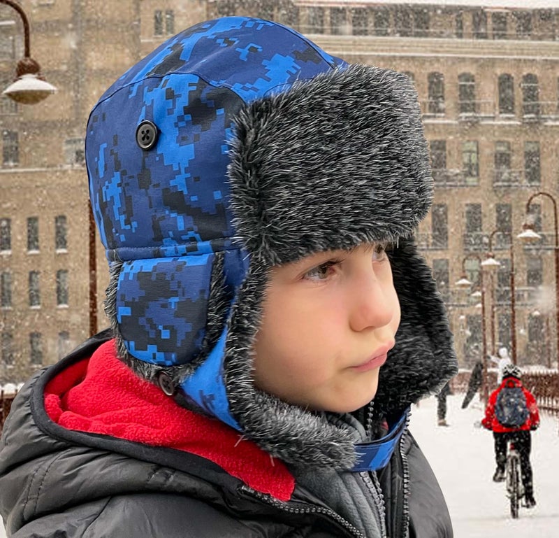N'Ice Caps Kids Winter Trapper Hat Warm Large Ear Flaps (Black 1, 6-8 Years) - Image 4
